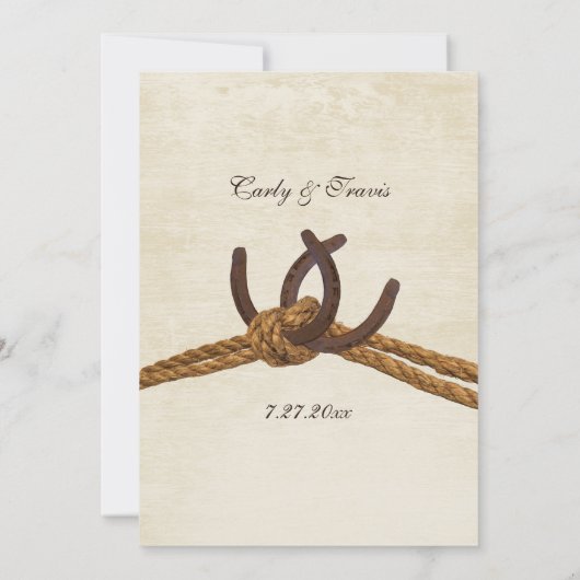 Country Rustic Hoefijzers bruiloft Kaart (Achterkant)