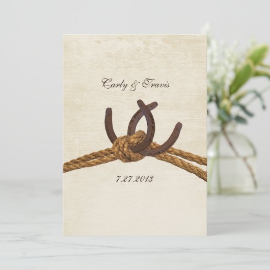 Country Rustic Hoefijzers bruiloft Kaart (Staand voorkant)