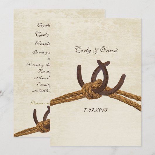 Country Rustic Hoefijzers bruiloft Kaart (Voorkant / Achterkant)