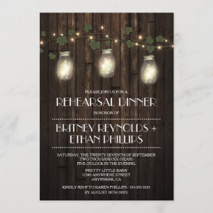 Country Rustic Lights Repetitie Diner Uitnodiginge Kaart