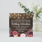 Country Rustic Marsala Pioen Bruiloft Uitnodiginge Kaart (Staand voorkant)