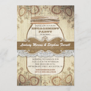 Country Rustic Mason Jar Engagement Party Kaart