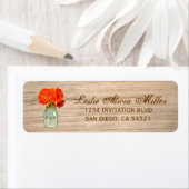 Country Rustic Mason Jar Flowers Adresetiketten Etiket (Insitu)