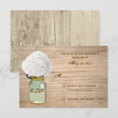 Country Rustic Mason Jar Hydrangea RSVP (Voorkant / Achterkant)