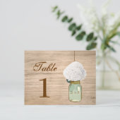 Country Rustic Mason Jar & Hydrangea Tafelnummer (Staand voorkant)