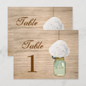 Country Rustic Mason Jar & Hydrangea Tafelnummer (Voorkant / Achterkant)