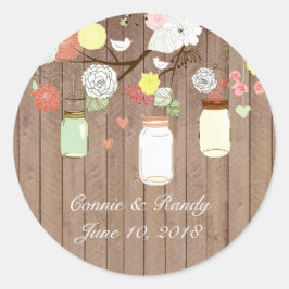 Country Rustic Mason Jar op hout bruiloft Sticker