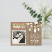 Country Rustic Mason Jar op Wood Foto Briefkaart (Staand voorkant)