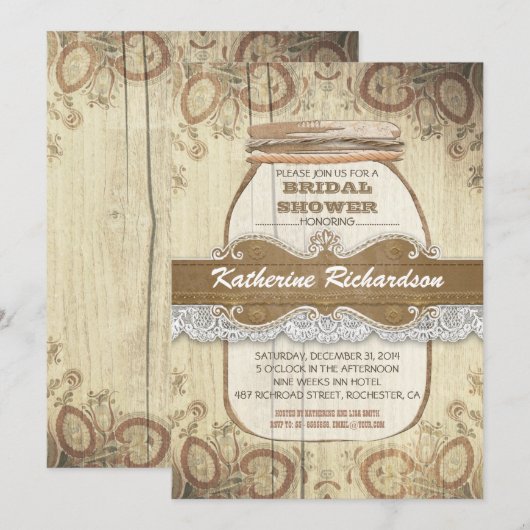 Country Rustic Mason Jar vrijgezellenfeest Kaart (Voorkant / Achterkant)