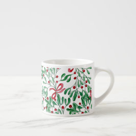 Country Rustic Mistletoe Waterverf Handgeschilderd Espresso Kop