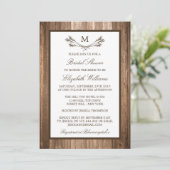 Country Rustic Monogram Branch Wood Vrijgezellenfe Kaart (Staand voorkant)