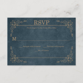 Country Rustic Navy Tan Chalkboard RSVP |