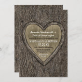 Country Rustic Oak Tree Bark Huwelijksuitnodiginge Kaart (Voorkant / Achterkant)