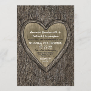Country Rustic Oak Tree Bark Huwelijksuitnodiginge Kaart