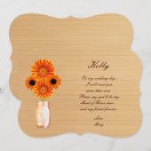 Country Rustic Oranje Metselwerkjampot Maid Of Hon Kaart (Voorkant / Achterkant)