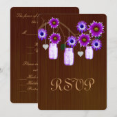 Country Rustic Paarse Metselwerkpotten Reactiekaar Kaart (Voorkant / Achterkant)