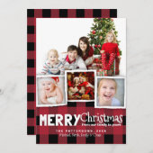 Country Rustic Plaid Vrolijke Kerstkaart (Voorkant / Achterkant)