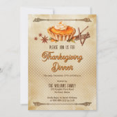 Country Rustic Pumpkin Pie Thanksgiving Dinner Kaart (Voorkant)