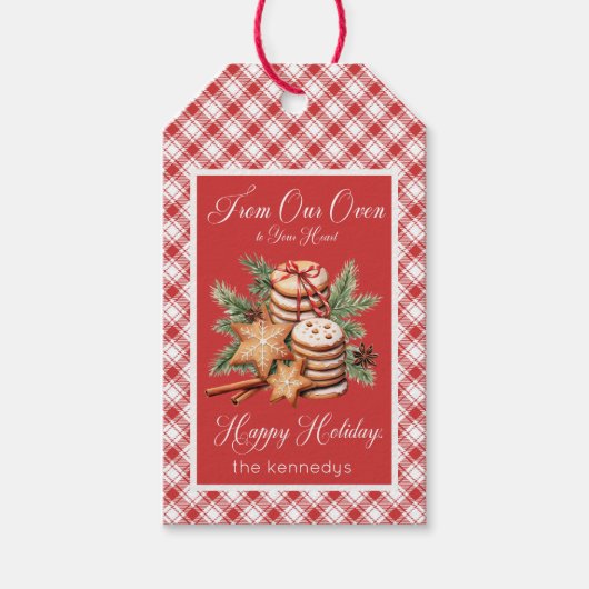 Country Rustic Rood & Wit geruite Cookie Tray Cadeaulabel (Voorkant)