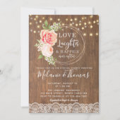 Country Rustic Roos Lace Bruids Douche Uitnodiging (Voorkant)