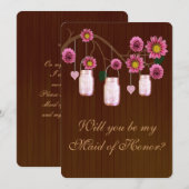 Country Rustic Roze Potten Bruidsmeisje Kaart (Voorkant / Achterkant)