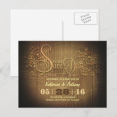 Country Rustic Save the Date briefkaart Houten (Voorkant / Achterkant)