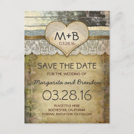 Country Rustic Save the Date briefkaarten (Voorkant)