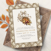 Country Rustic Thanksgiving Dinner Invitation Kaart