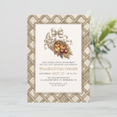 Country Rustic Thanksgiving Dinner Invitation Kaart (Staand voorkant)