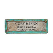 Country Rustic Turquoise Lijst adreslabel Etiket (Voorkant)