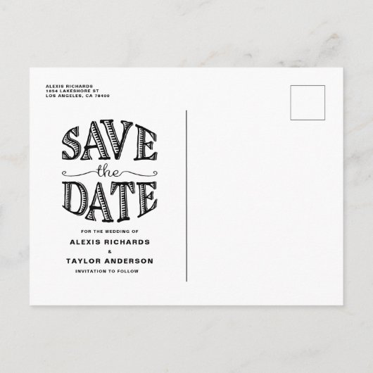 Country Rustic Typography Foto Bewaar de datum Aankondigingskaart (Achterkant)