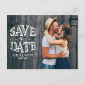 Country Rustic Typography Foto Bewaar de datum Aankondigingskaart (Voorkant)