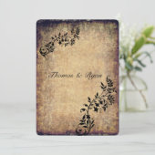 Country Rustic, Vintage Paper, Wedding Invitation Kaart (Staand voorkant)