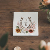 Country Rustic Western Horseshoe Floral Monogram Servet