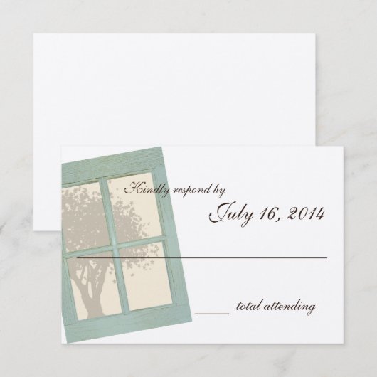 Country Rustic Window Pane Wedding RSVP Kaartje (Voorkant / Achterkant)