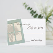 Country Rustic Window Pane Wedding RSVP Kaartje (Staand voorkant)