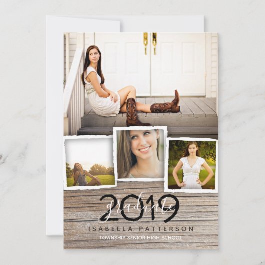 Country Rustic Wood Afstuderen uitnodiging (Voorkant)