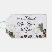 Country Rustic Wood and Pine Cones Gift Label Cadeaulabel (Achterkant Horizontaal)
