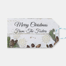 Country Rustic Wood and Pine Cones Gift Label Cadeaulabel