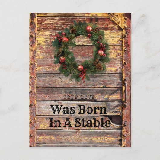 Country Rustic Wood Christmas Kaart Christelijk Th (Voorkant)