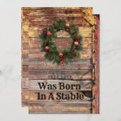 Country Rustic Wood Christmas Kaart Christelijk Th (Voorkant / Achterkant)