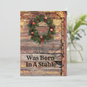 Country Rustic Wood Christmas Kaart Christelijk Th (Staand voorkant)