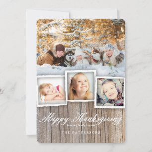 Country Rustic Wood Happy Thanksgiving-fotokaart Feestdagenkaart