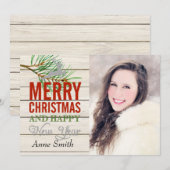 Country Rustic Wood Kaart met kerstfoto's (Voorkant / Achterkant)