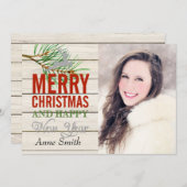 Country Rustic Wood Kaart met kerstfoto's (Voorkant / Achterkant)