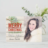 Country Rustic Wood Kaart met kerstfoto's (Staand voorkant)
