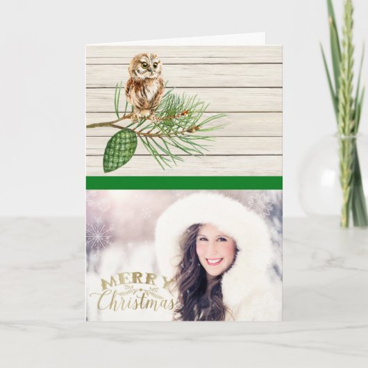 Country Rustic Wood Kaart met kerstfoto's (Voorkant)