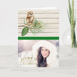Country Rustic Wood Kaart met kerstfoto's