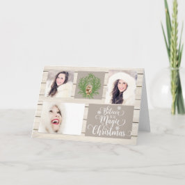 Country Rustic Wood Kaart met kerstfoto's