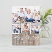 Country Rustic Wood Merry-kerstfotokaart Feestdagenkaart (Staand voorkant)